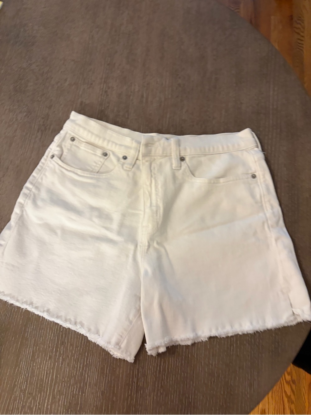 J. Crew White High-Waist Raw-Hem Denim Shorts